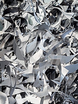 Aluminium and metal scrap pile in recycle factory photo