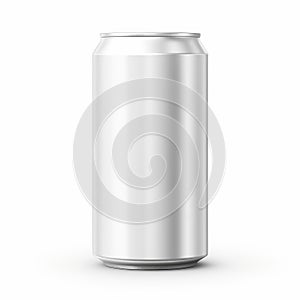 Aluminium ml can mockup, front view, white backdrop. Vector illustration, Ai Generated