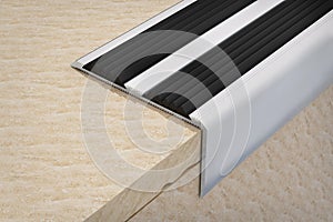 Aluminium non slip rubber stair nosing