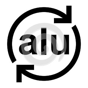 Aluminium recycling symbol ALU, aluminum metal recycling code ALU, vector illustration. photo