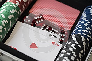 Aluminium suitcase with poker set