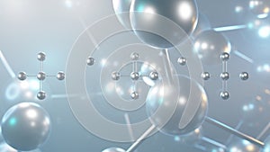 aluminium sulfate molecular structure, 3d model molecule, e520, structural chemical formula view from a microscope
