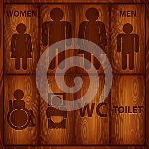 Aluminium Toilet Sign. Men and Women WC plate