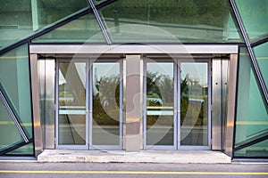 Aluminuim door and transparency glass., Entrance gate.