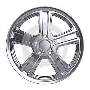 Aluminum alloy wheel. 3D illustration high quality resolution.