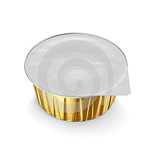 Aluminum baking foil container cup package with foil seal lid. 135 ml. 3D rendering