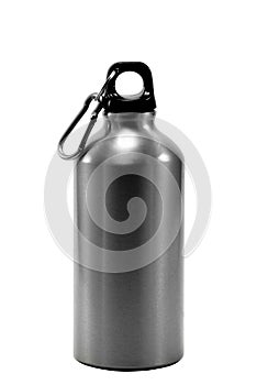 Aluminum bottle water isolated white background