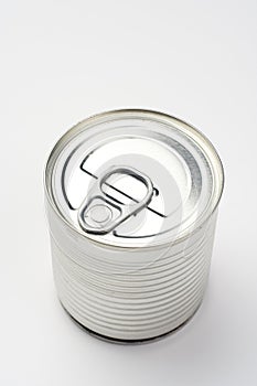 Aluminum can, canned food isolated over white