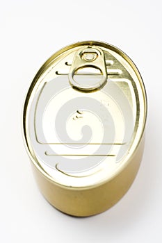 Aluminum can, canned food isolated over white