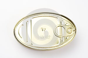 Aluminum can, canned food isolated over white