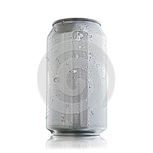 Aluminum can with condensation drops for mock up photo