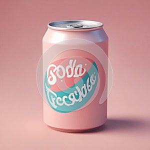 Aluminum can with pink tint featuring the words Soda Escapes in a funky font