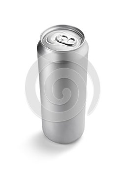 Aluminum can on white background