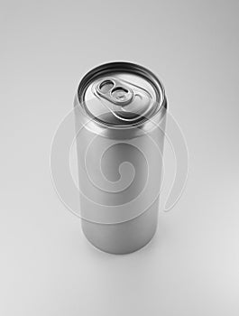 Aluminum can on white background