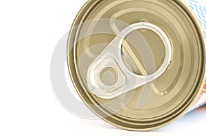 Aluminum canned food isolated on white background