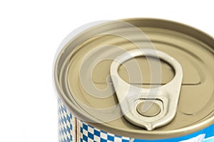 Aluminum canned food isolated on white background