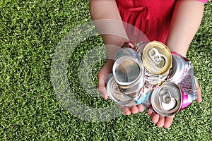 Aluminum Cans Crushed For Recycling