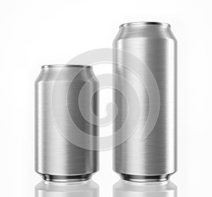 Aluminum cans isolated with clipping path on white background, 3d rendering