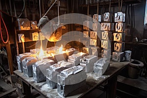 aluminum casting molds in a foundry