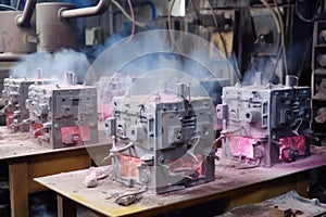 aluminum casting process with molds and equipment