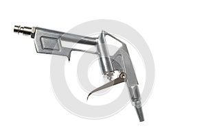 Aluminum compressed air brush gun for use with compressor, isolated on white background