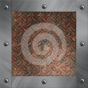 Aluminum frame and rusted diamond metal