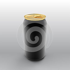 Aluminum gold Can on light background. Stock vector illustration.