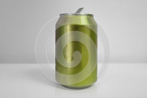 Aluminum Green Soda Can over White Background photo