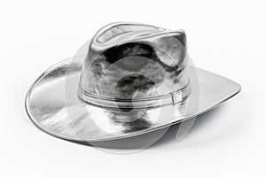 An aluminum hat to prevent rays on a white background photo