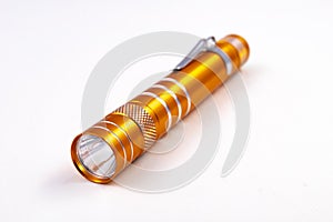 Aluminum led flashlight. Accessories useful in the household and while camping in the mountains