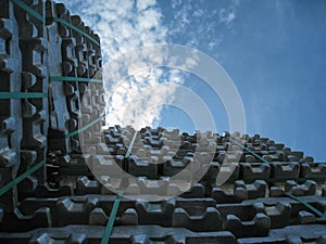 Aluminum material ingots stack sky