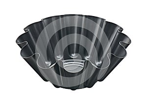 Aluminum non-stick corrugated baking pan, isolated, cut out