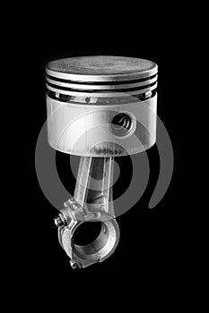 Aluminum piston from the combustion engine. Accessories and spare parts for the petrol lawn mower.