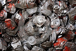 aluminum recycling: crushed cans ready for processing