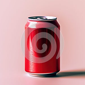 Aluminum red jar mockup on a colored background.