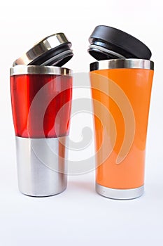 Aluminum red and orange mug