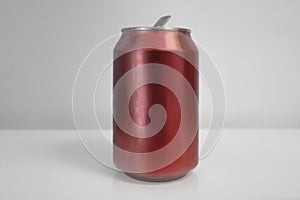 Aluminum Red Soda Can over White Background photo