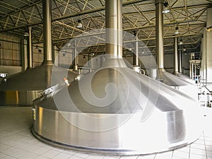 Aluminum reservoirs of a brewery photo