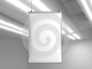 Aluminum snap grip Ceiling Banner poster hanger,Hanging Poster Rails Poster Hanger. 3d render illustration.