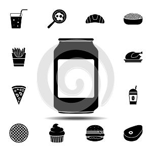 Aluminum soda bank icon. Simple glyph vector element of Fast food icons set for UI and UX, website or mobile application