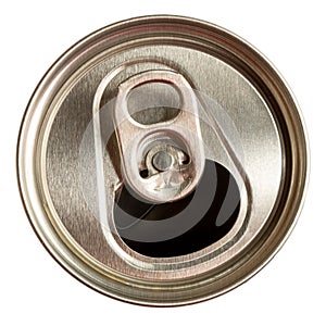 Aluminum soda and beer beverage can with water droplets isolated on white background, metal can
