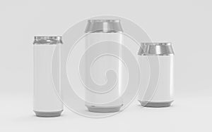Aluminum soda cans mockup, blank can with copy space for your content, 3d illustration render