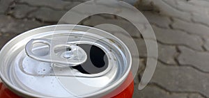 Aluminum soft drink cans with water droplets attached