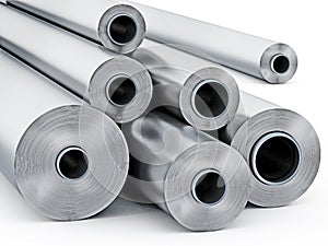 Aluminum tubes isolated on white background. 3D illustration
