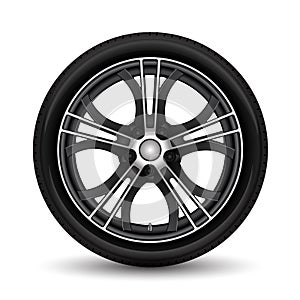 Aluminum wheel car tire style racing on white background vector