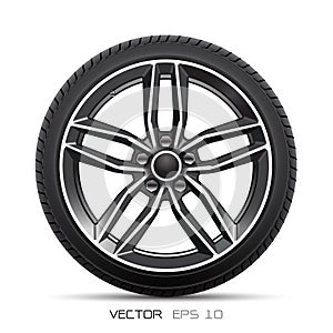 Aluminum wheel car tire style sport on white background vector