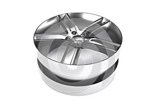 Aluminum wheel image 3D render high quality rendering. White picture figured alloy rim for car, tracks