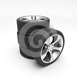 Aluminum wheels with tires