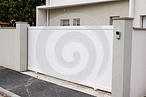 Aluminum white metal gate of suburb house