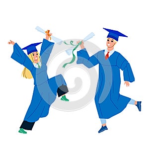 Alumnus Boy And Girl College Graduation Vector